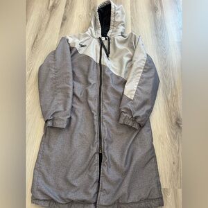 Speedo Fleece Lined Color Block Gray Kid Swim Parka size Unisex XS
